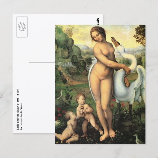 Cartão Postal Leda e o Cisne de Leonardo da Vinci (Frente/Verso)