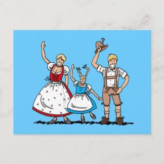 Cartão postal Lederhosen Dirndl Família Bavarian