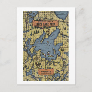 Cartão Postal Leech Lake Area, Minnesota - Grandes Cenas de Letr
