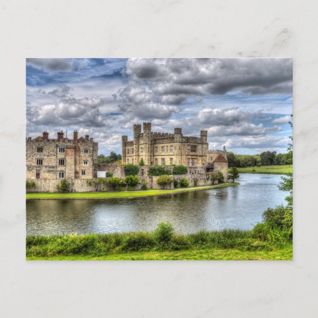 Cartão Postal Leeds Castle E Moat (Frente)