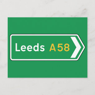 Cartão Postal Leeds, UK Road Sign