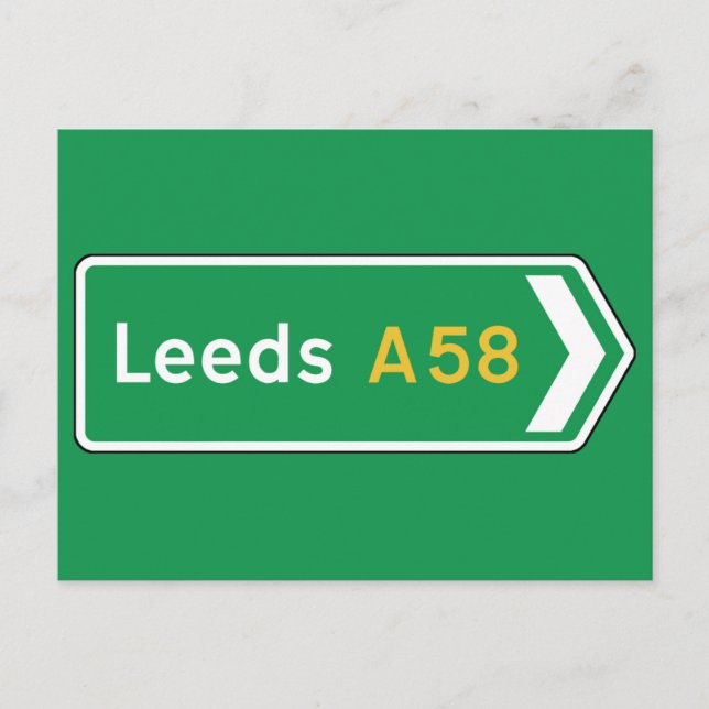 Cartão Postal Leeds, UK Road Sign (Frente)