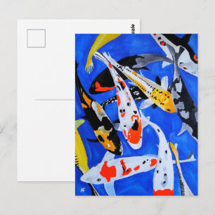 Cartão Postal Legado da Pintura Japonesa de Koi por Alfred Fox