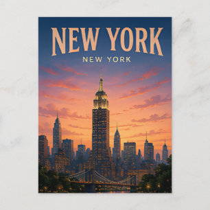 Cartão Postal Legado de Viagens da Silhueta de Nova York