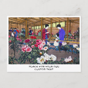 Cartão Postal Legal cena de pessoas do jardim de flores oriental