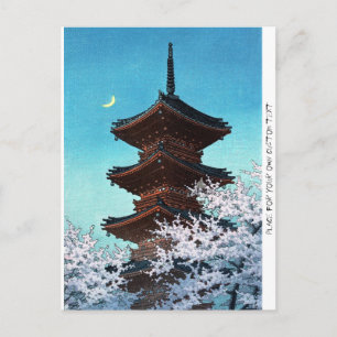 Cartão Postal Legal cena noturna do templo santuário japonês