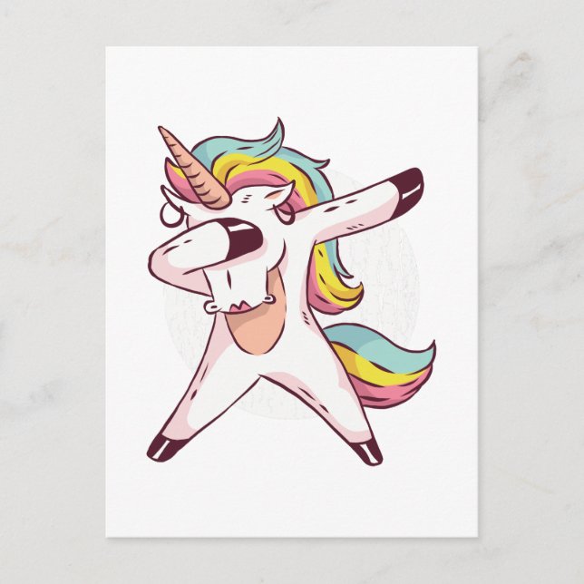 Cartão Postal Legal Dabbing Unicorn Rainbow Trendy Move (Frente)