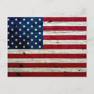 Cartão Postal Legal e aflita bandeira americana russa de madeira