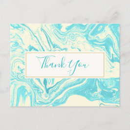 Cartão Postal Legal Marble Design em Turquesa e Creme Obrigado