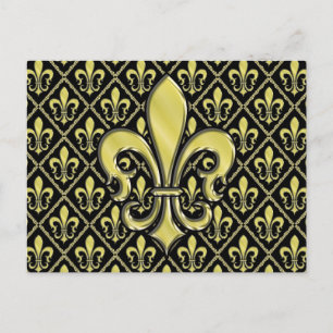 Cartão Postal Legal Mardi Gras Fleur de Lis Design
