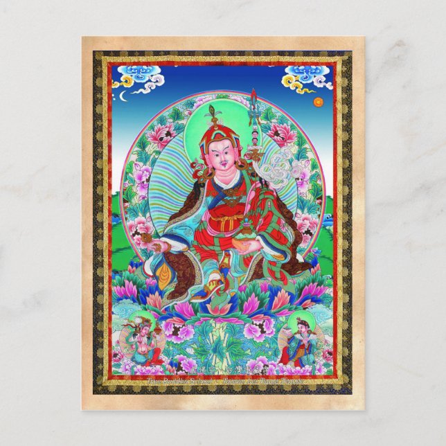 Cartão Postal Legal oriental tibetano thangka Padmasambhava (Frente)