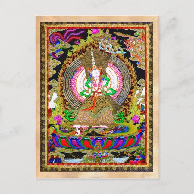 Cartão Postal Legal oriental tibetano thangka Usnisa Sitatapatra (Frente)