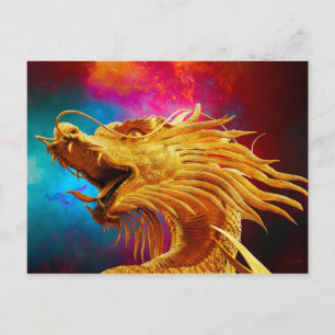 Cartão Postal Legal Ouro Dragão colorido da Tailândia