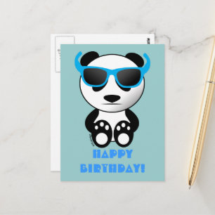Cartão Postal Legal panda com óculos de sol   Feliz aniversário 