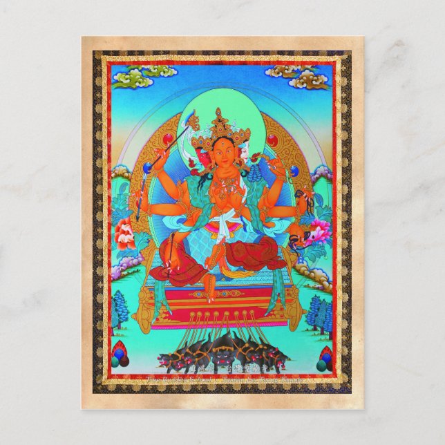 Cartão Postal Legal tatuagem oriental tibetana thangka Marici (Frente)