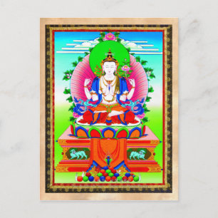 Cartão Postal Legal tibetana thangka Shadakshari Avalokiteshvara