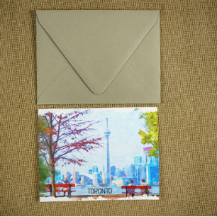 Cartão Postal Legal Toronto Ontario Panorama Cityscape Watercolo