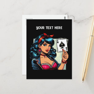 Cartão Postal Legal vintage-Lady Poker