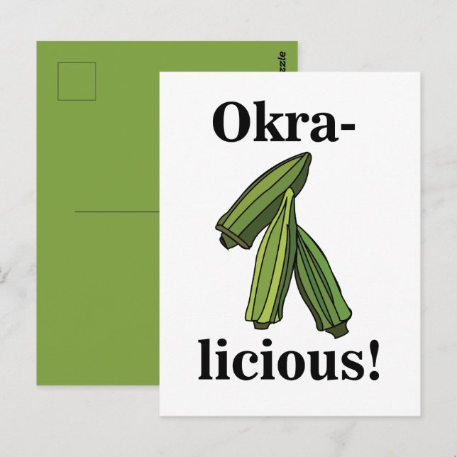 Cartão Postal Legume de Quiabo Comida Vegetariana (Frente/Verso)