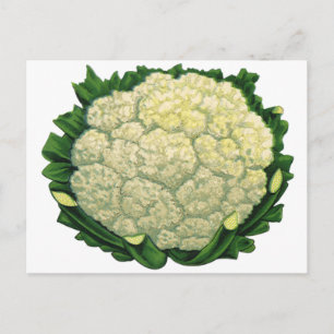 Cartão Postal Legumes Vegetais Comida Antiga Couve-Flor