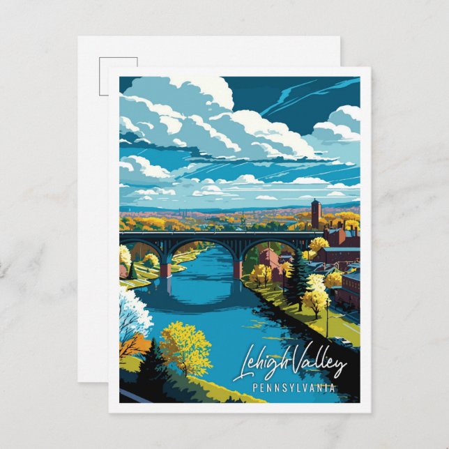 Cartão Postal Lehigh Valley Pennsylvania EUA viagens vintage (Frente/Verso)
