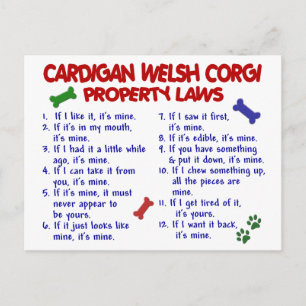 Cartão Postal Lei de propriedade CARDIGAN WELSH CORGI 2