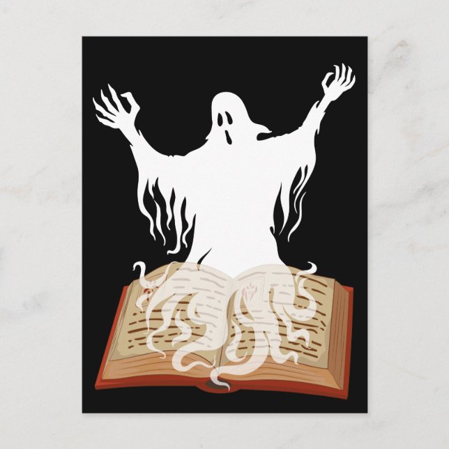 Cartão Postal Leia mais livros Ghost Book Halloween (Frente)