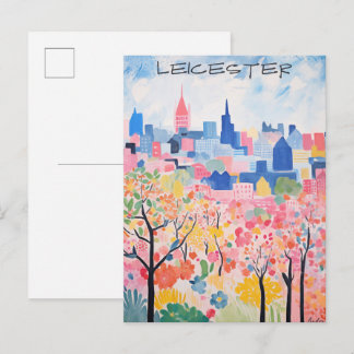 Cartão Postal Leicester Travel City Painting Aesthetic