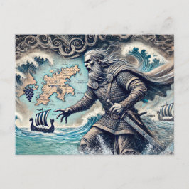 Cartão Postal Leif Erikson no Desenho de Pastel Chalk