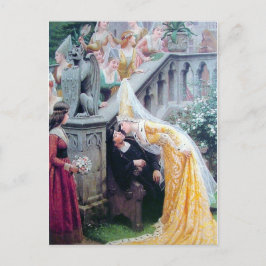 Cartão Postal leighton, a mulher medieval beija o homem