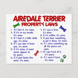 Cartão Postal Leis de propriedade do TERRIER AIREDALE 2