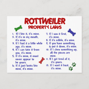 Cartão Postal Leis de propriedade ROTTWEILER 2