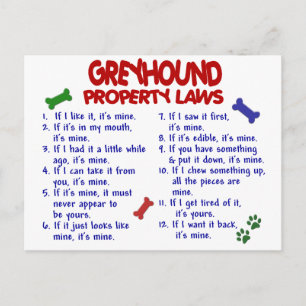 Cartão Postal Leis de propriedades GREYHOUND 2