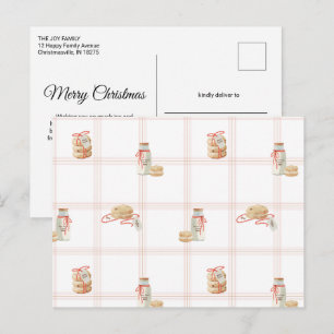 Cartão Postal Leite e biscoitos Natal manhã café da manhã das cr