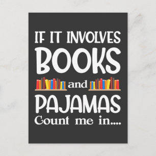 Cartão Postal Leitor de Livros Pijamas Bookworm Leitura Engraça