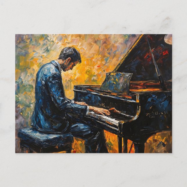 Cartão Postal Leitor de Piano - Pintura de Óleo (Frente)