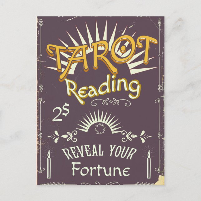 Cartão Postal Leitor de Tarot impressão vintage (Frente)