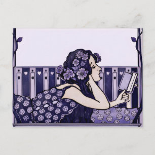 Cartão Postal Leitor vintage Art Nouveau