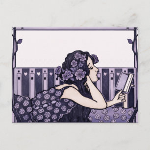 Cartão Postal Leitor vintage Art Nouveau