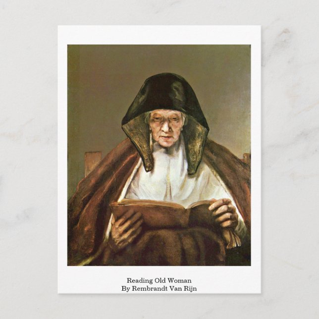 Cartão Postal Leitura Da Mulher Velha Por Rembrandt Van Rijn (Frente)