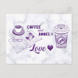 Cartão Postal Leitura de café e livros em branco