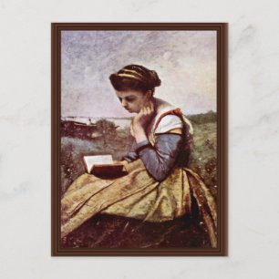 Cartão Postal Leitura De Mulheres Por Corot Jean-Baptiste-Camill