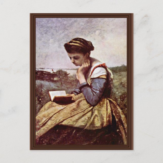 Cartão Postal Leitura De Mulheres Por Corot Jean-Baptiste-Camill (Frente)