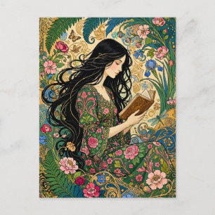 Cartão Postal Leitura no Jardim Art Nouveau
