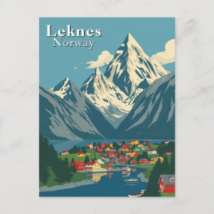Cartão Postal Leknes, Noruega Arte da Montanha