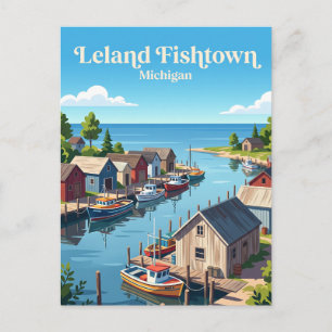 Cartão Postal Leland Fishtown Michigan