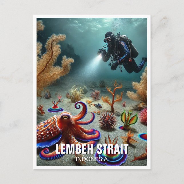 Cartão Postal Lembeh Strait Indonesia Scuba Diver (Frente)