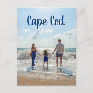 Cartão Postal Lembrança de Cape Cod Areia e Surf com Família
