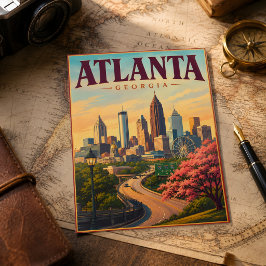 Cartão Postal Lembrança de Futebol Vintage Atlanta Geórgia 2026