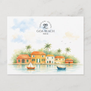 Cartão Postal Lembrança de Goa, Índia Viagem em Aquarela